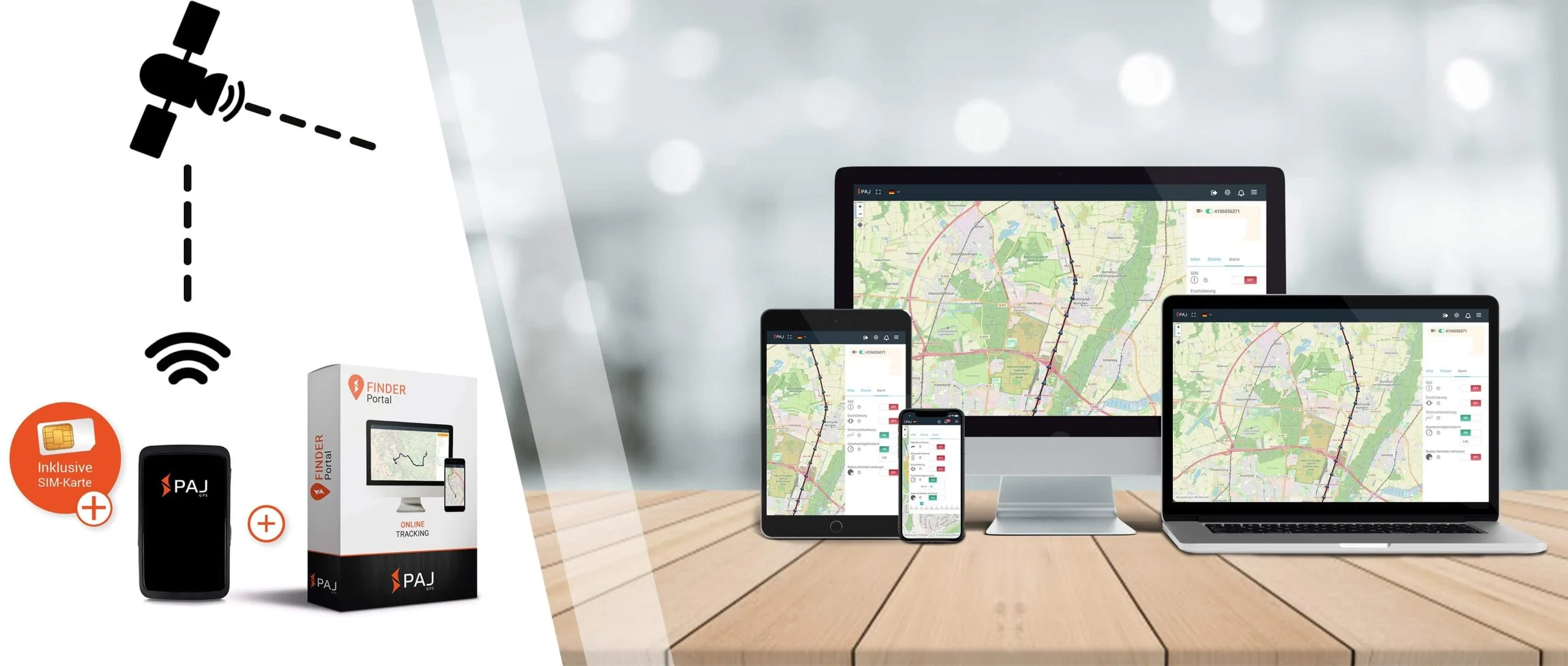 Signal from satellite to PAJ GPS Trackers