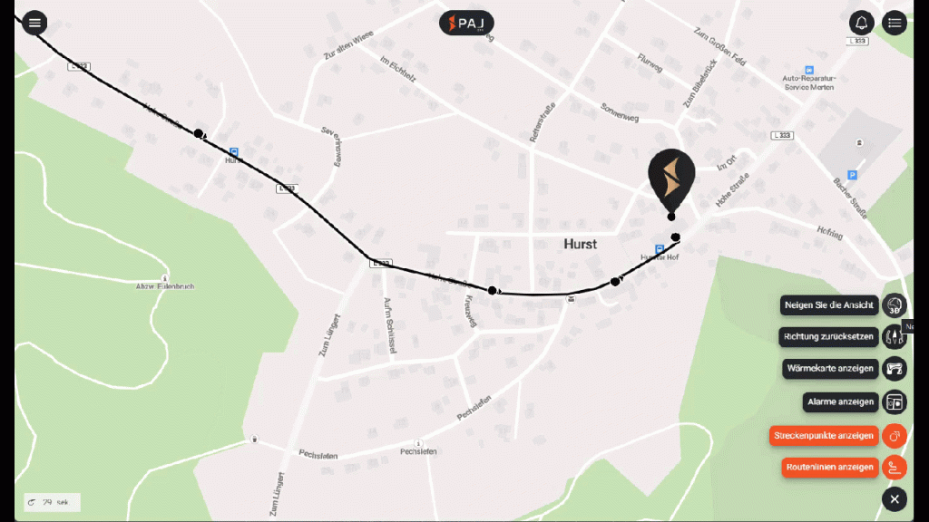Tracker showing map
