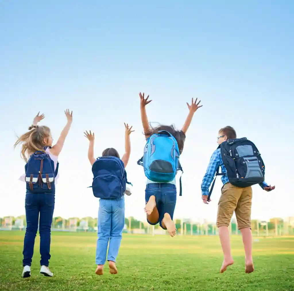 Kids jumping on the playground