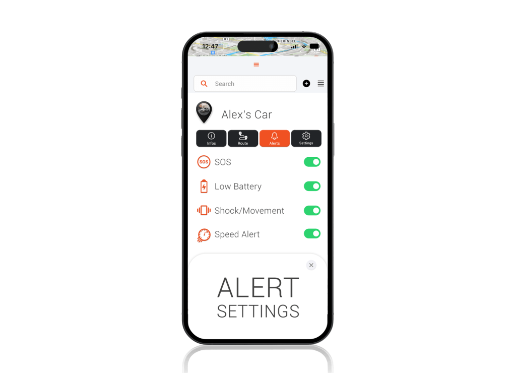 Mockup - GPS Tracker- Alarm-settings