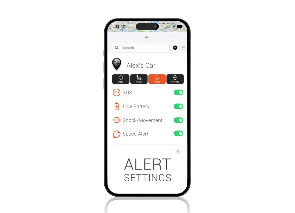 Mockup - GPS Tracker- Alarm-settings