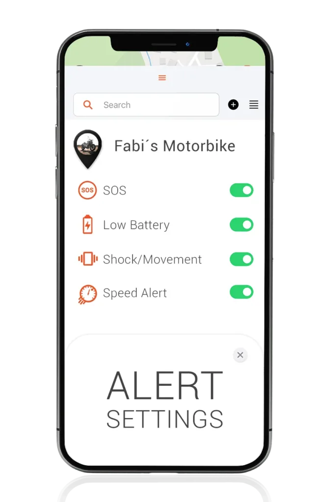 Mockup GPS Tracker motos - Alarms