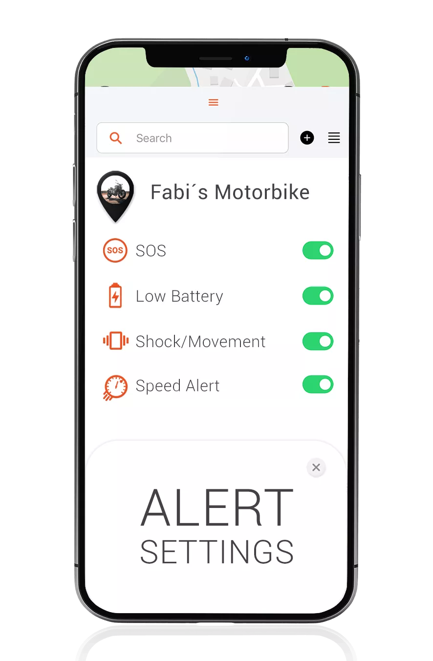 Mockup GPS Tracker motos - Alarms