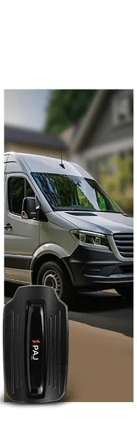 a beige color van with paj gps tracker
