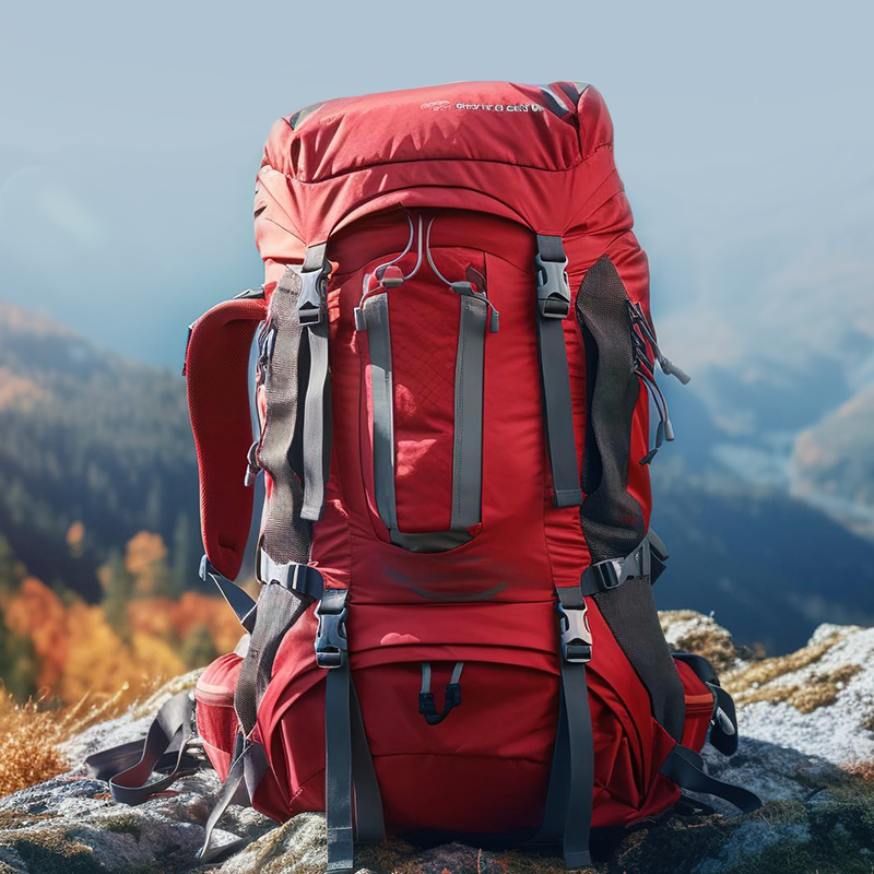 a backpack sitting on a rocky mountain with easy finder in it to track its location