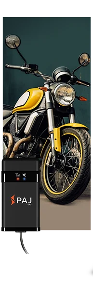 a yellow bike parked on side stand with vehicle finder 4g 2.0 installed