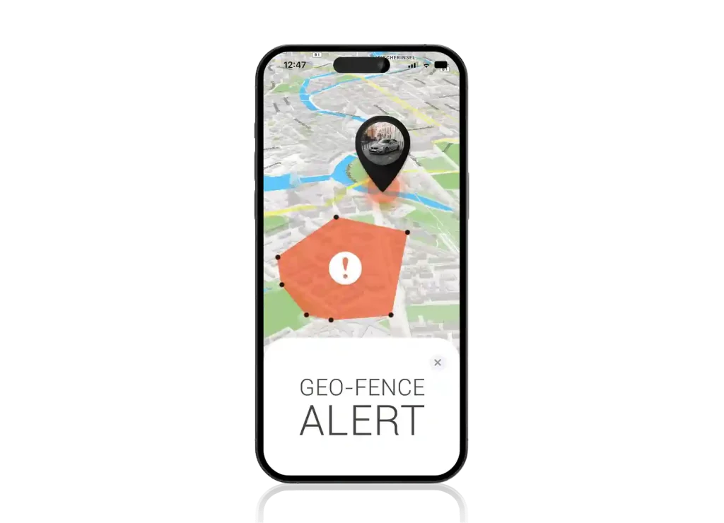 A moblie screen showing geo fencing option from finder portal application