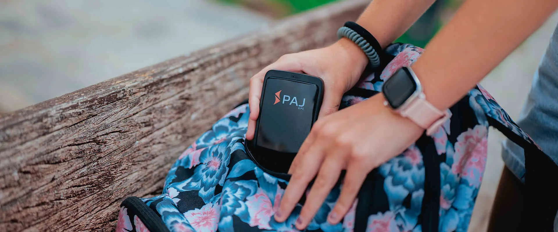 Mini gps tracker safely placed in a bag