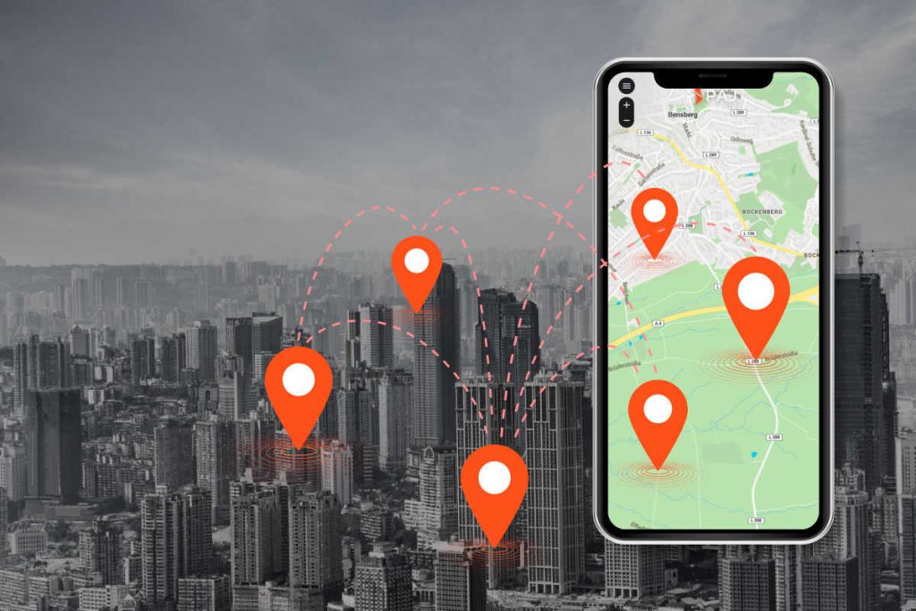 GPS And GSM difference. A mobile in city showing PAJ tracker signals