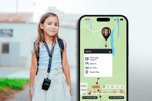 a girl walking with Paj GPS child protection tracker