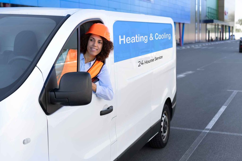 a girl looking out through HVAC vehicle