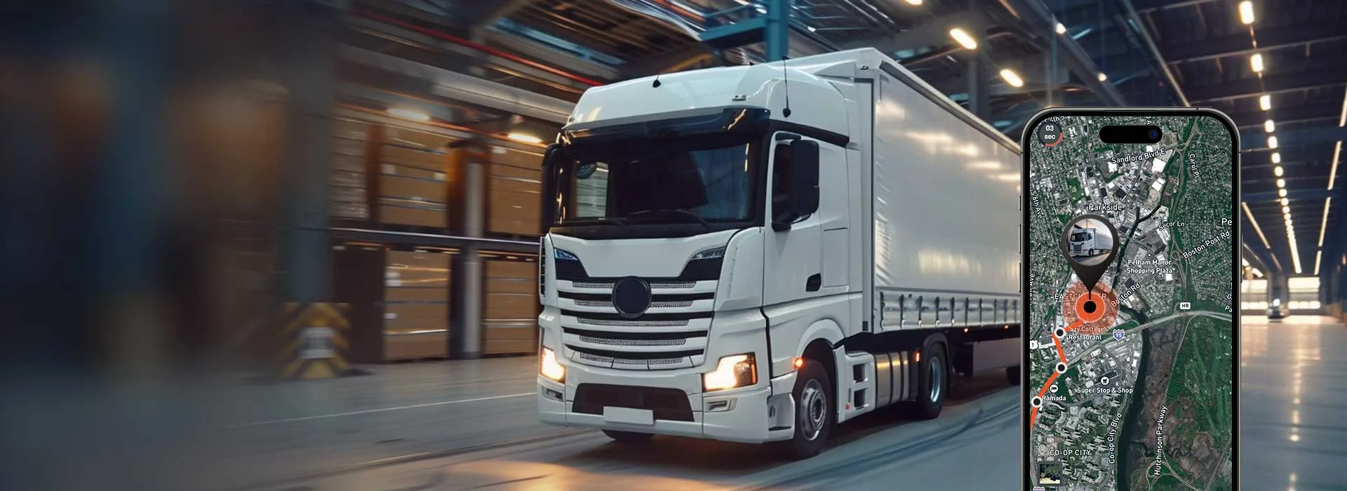 track delivery truck with PAJ GPS