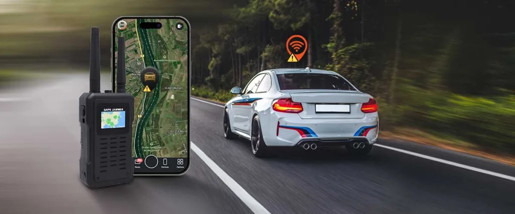 A white car GPS tracking lost due to GPS jammer