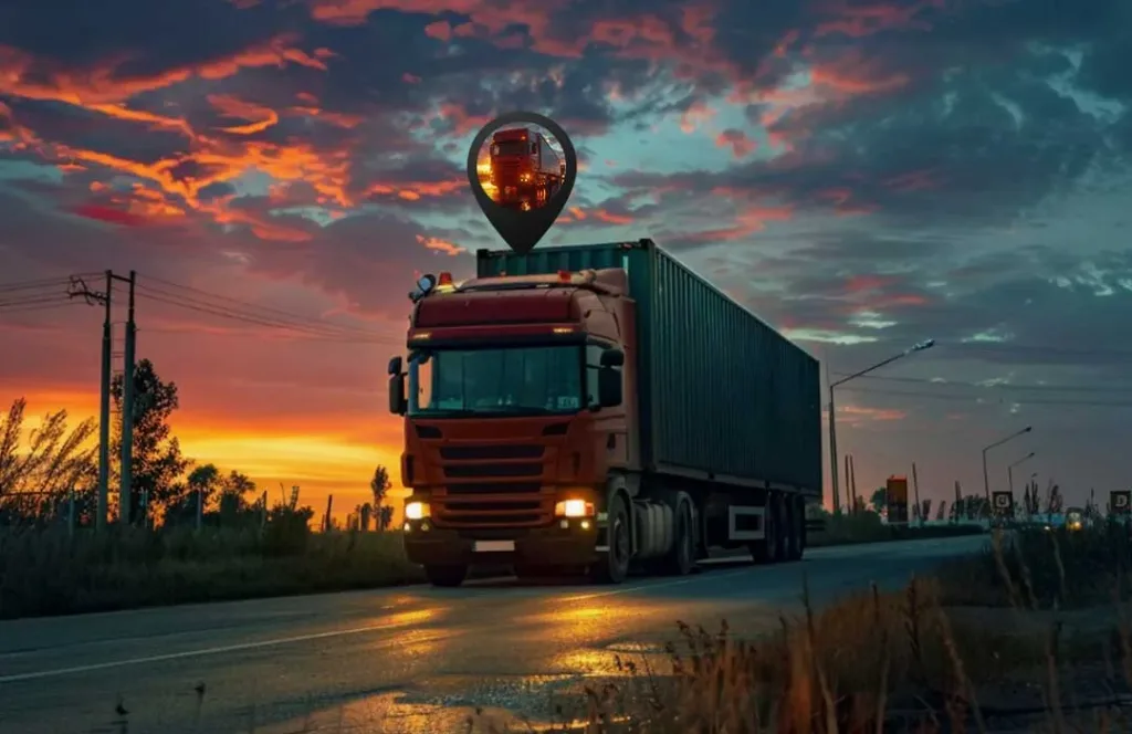 a delivery truck moving through road with PAJ GPS tracker