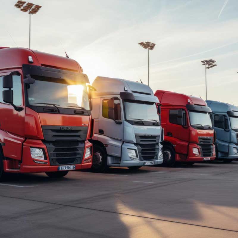 trucks in line