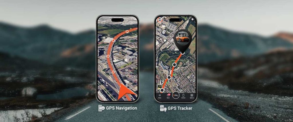 Two mobiles showing GPS navigation vs GPS tracker