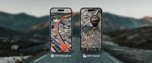 Two mobiles showing GPS navigation vs GPS tracker