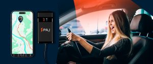 image of girl driving a car with PAJ device. PAJ ensures teen driver safety
