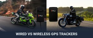 two bikes on road one green and one black wireless gps tracker vs wired gps tracker