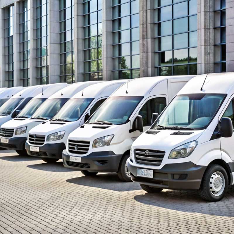 a group of fleet on road with best GPS tracker for small business fleet
