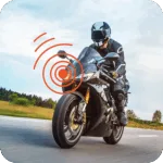 a rider on motorcycle with GPS tracker