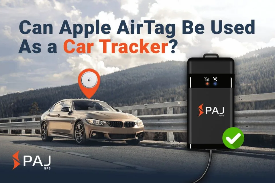 A car moving on road safely protected by paj gps tracker instead of AirTag car tracking