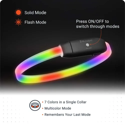 PAJ LIGHT black LED collar for dogs features