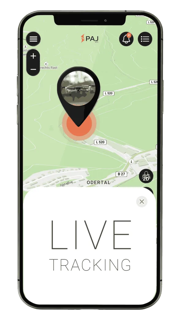 drone live tracking on mobile using finder portal