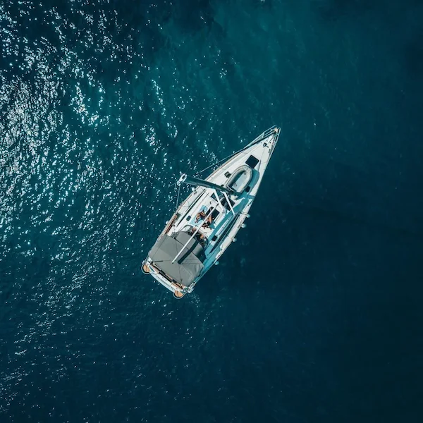 Boat on sea installed with boat tracker for live location tracking