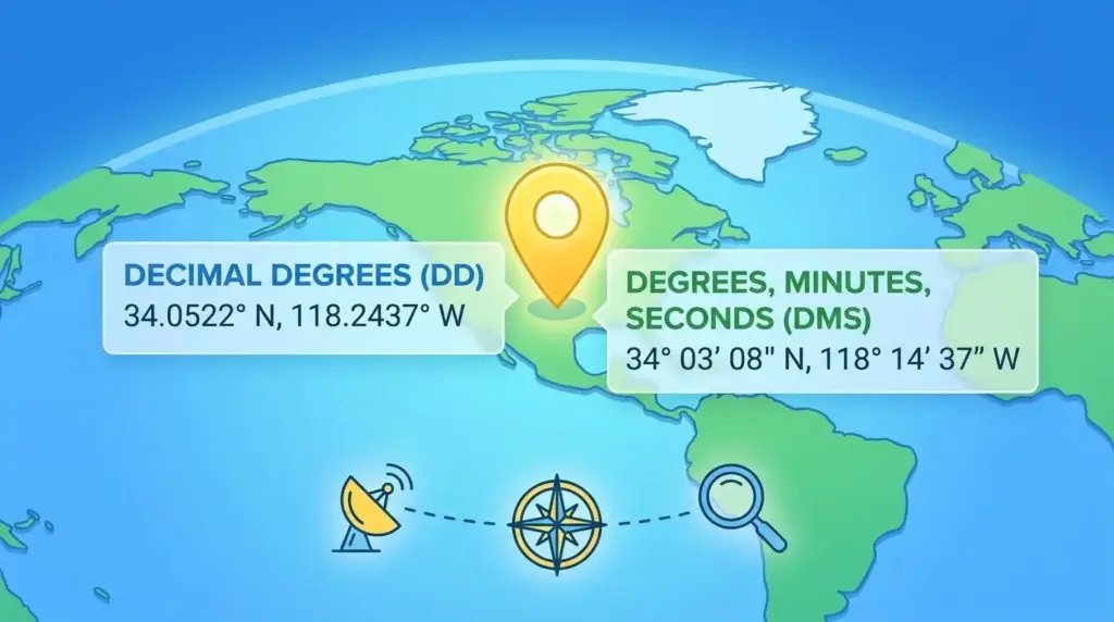 GPS Coordinates on earth image